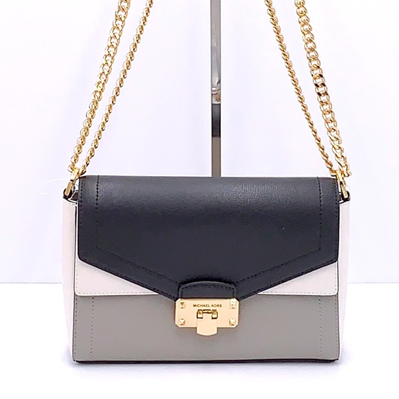 Michael Kors Handbags - Michael Kors Kinsley Medium Flap Shoulder Crossbody in Optic White,Black…